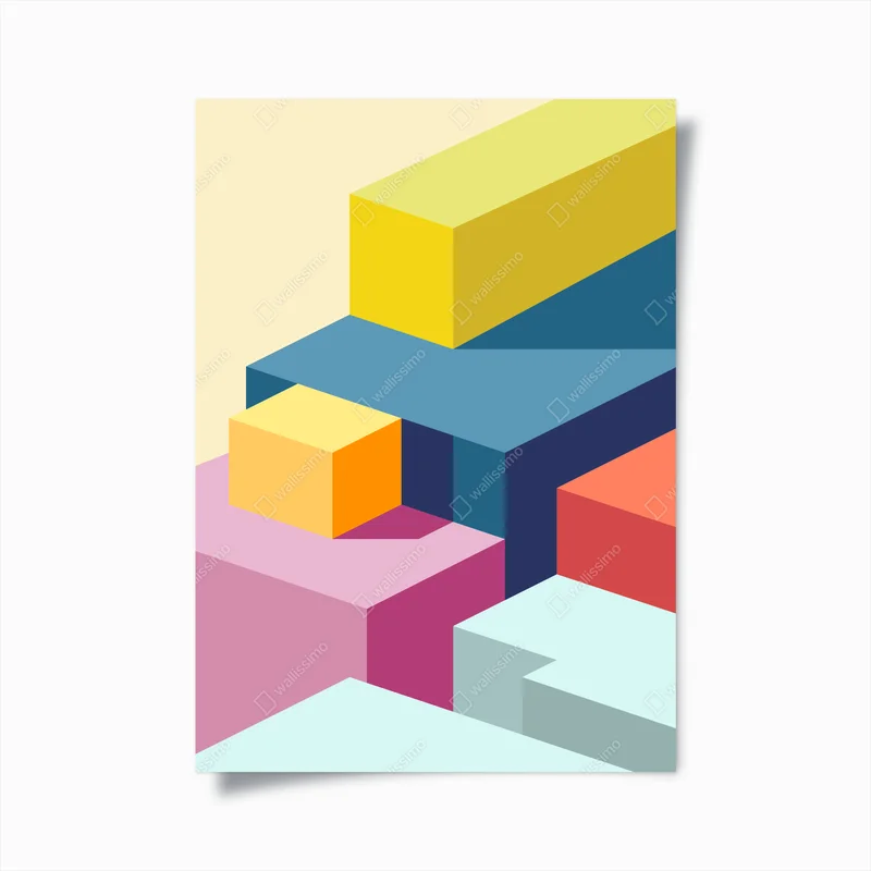 Poster bunte geometrische blöcke • Poster bei Wallnifity® Poster bunte geometrische blöcke • Poster bei Wallnifity®