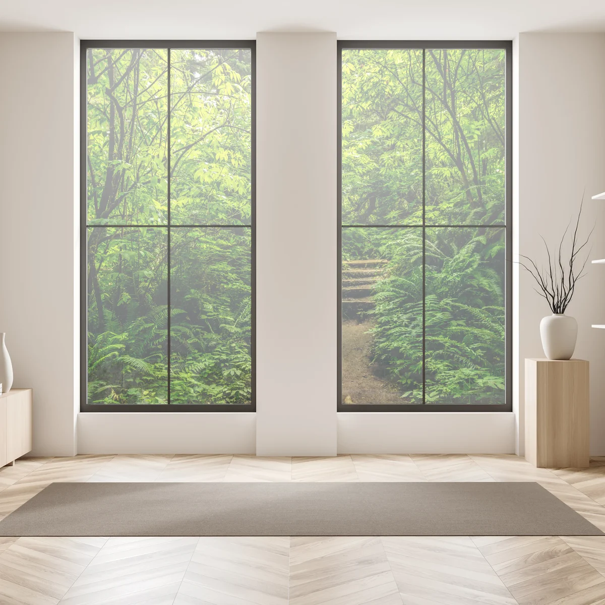 Fensteraufkleber üppiger waldpfad Fensteraufkleber üppiger waldpfad