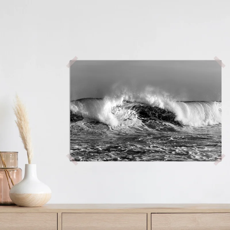 Poster dramatische schwarzweiß-welle des ozeans Poster dramatische schwarzweiß-welle des ozeans