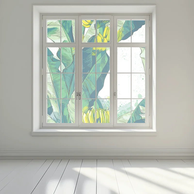 Fensteraufkleber tropische bananenblatt-illustration
