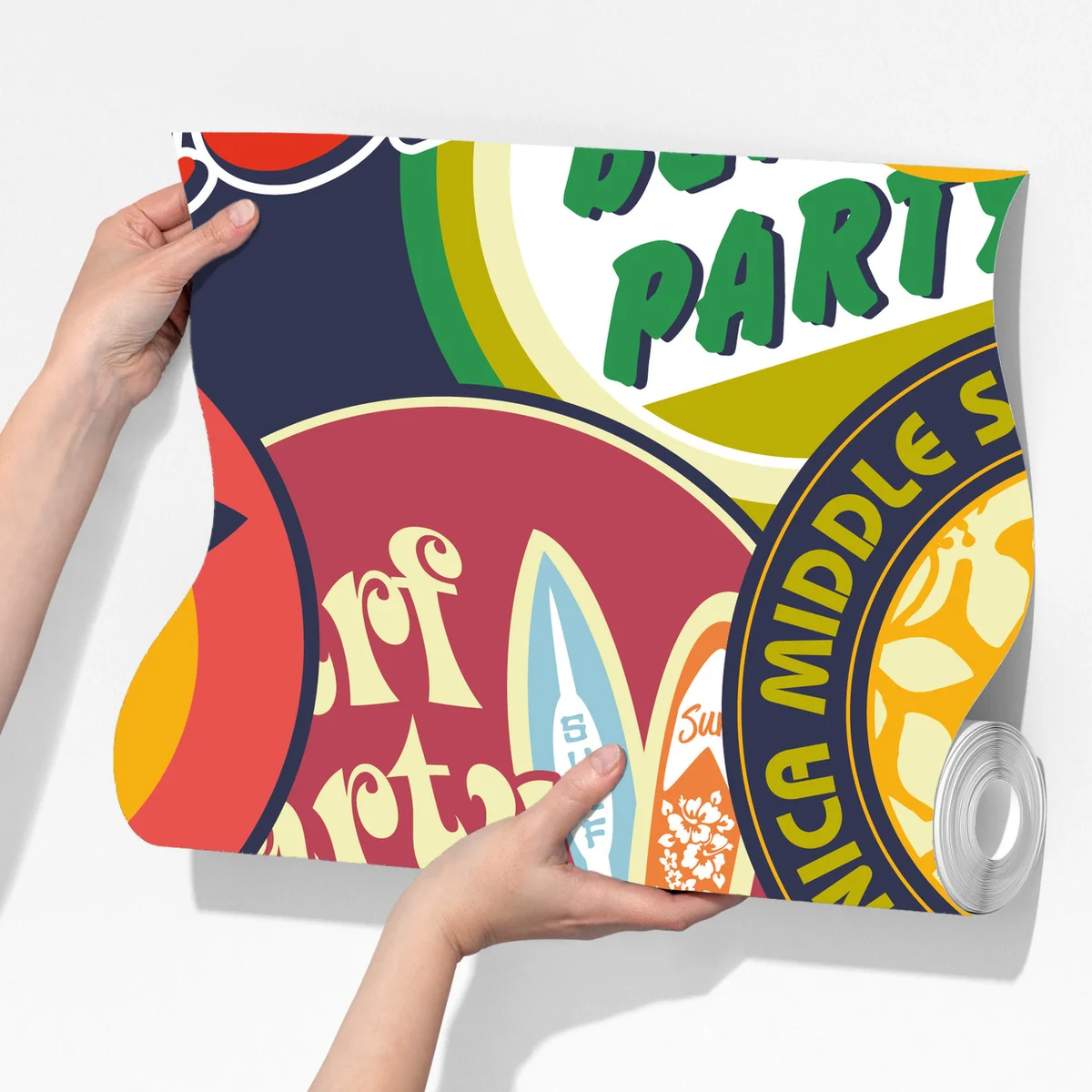 Fototapeta retro kolaż naklejek surf Fototapeta retro kolaż naklejek surf