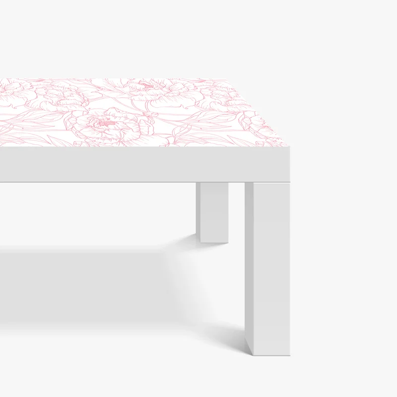 Tischaufkleber und Schreibtischaufkleber zartes rosa paeonien-line-art-muster