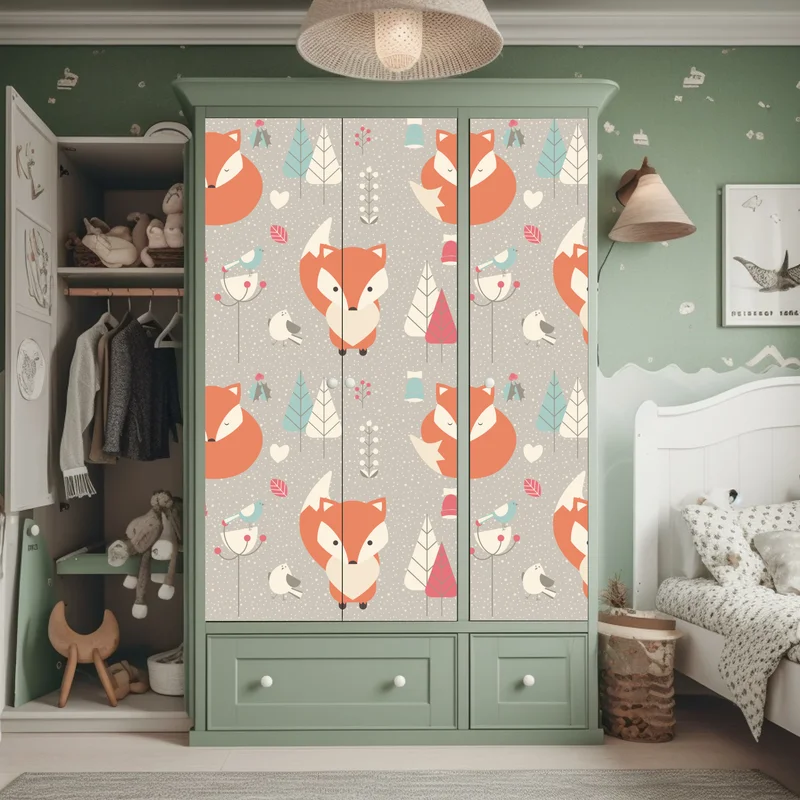 Schrankaufkleber niedliches waldfuchs-muster