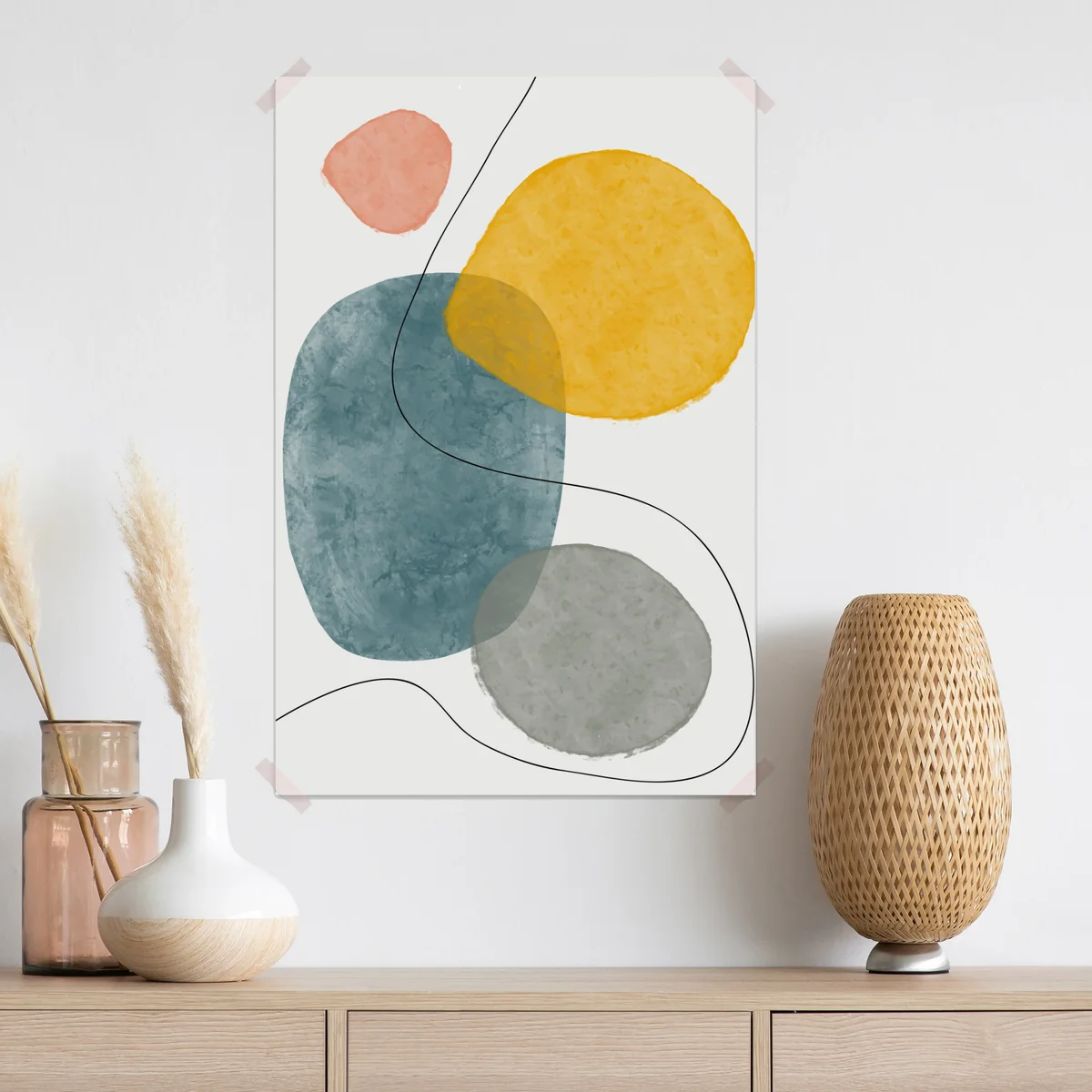 Poster minimalistische aquarellformen komposition • Poster bei Wallnifity® Poster minimalistische aquarellformen komposition • Poster bei Wallnifity®