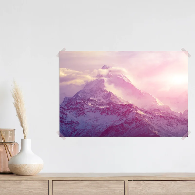 Poster pastellfarbener sonnenaufgang über den bergen Poster pastellfarbener sonnenaufgang über den bergen