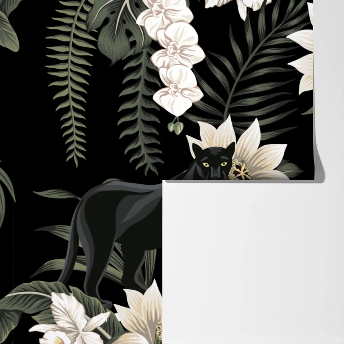 Fototapete botanisches muster mit schwarzem panther Fototapete botanisches muster mit schwarzem panther