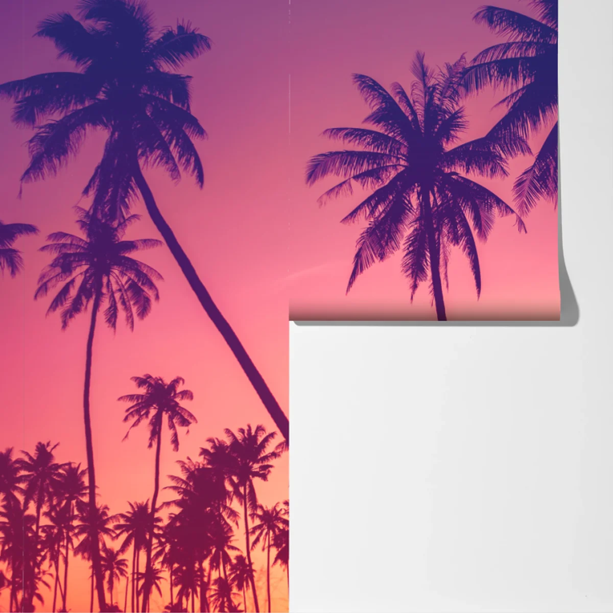 Fototapete tropischer sonnenuntergang mit palmensilhouette Fototapete tropischer sonnenuntergang mit palmensilhouette