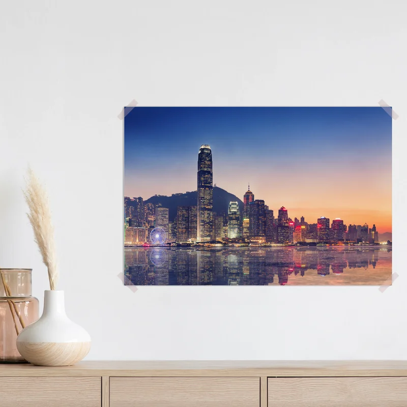 Poster Hongkong panorama bei dämmerung Poster Hongkong panorama bei dämmerung