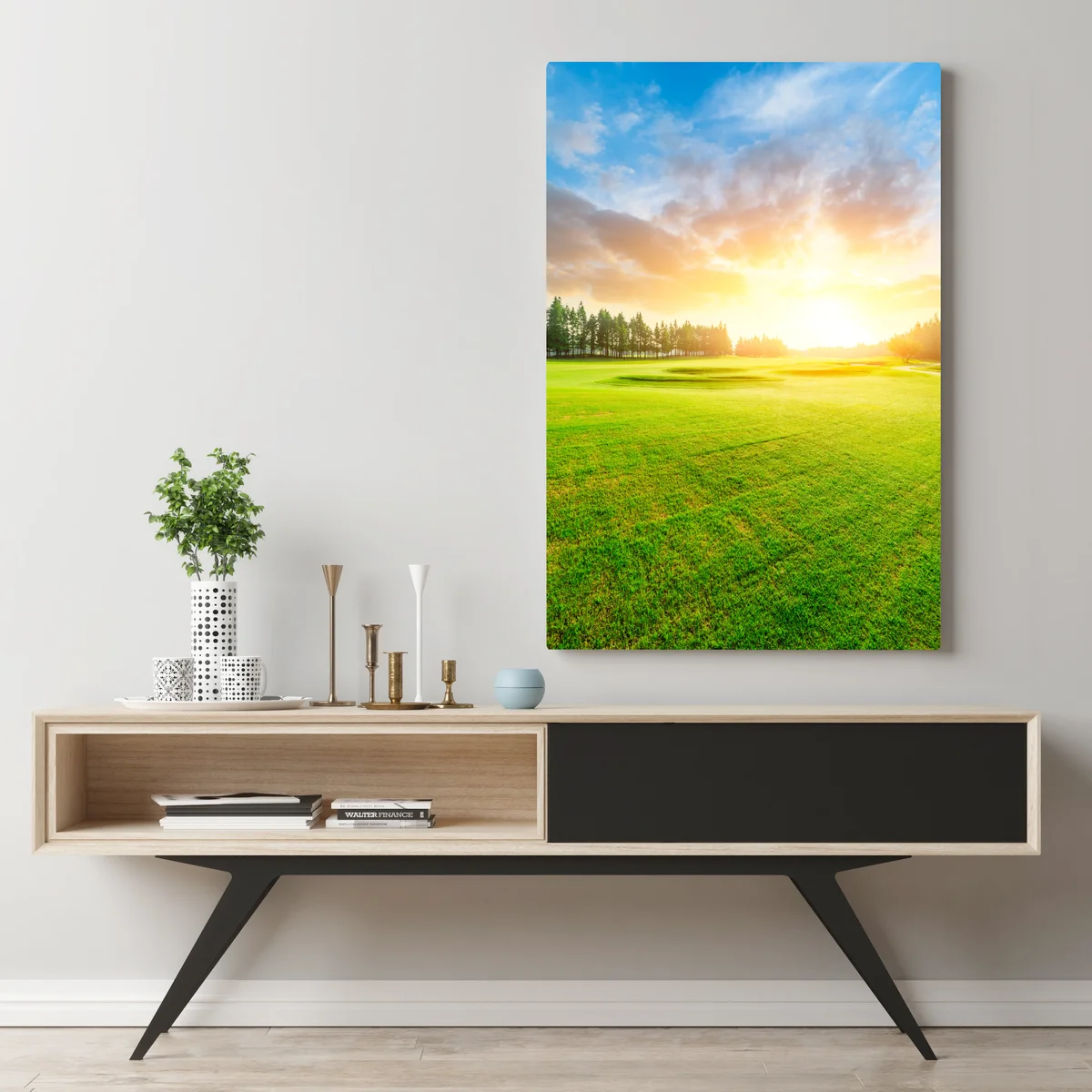 Leinwandbild sonnenbeschienene wiese und wald bei sonnenaufgang Leinwandbild sonnenbeschienene wiese und wald bei sonnenaufgang