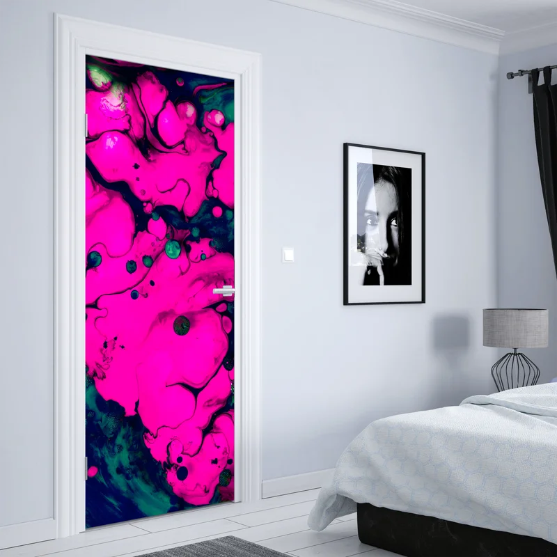 Türaufkleber neonpink flüssige abstraktion