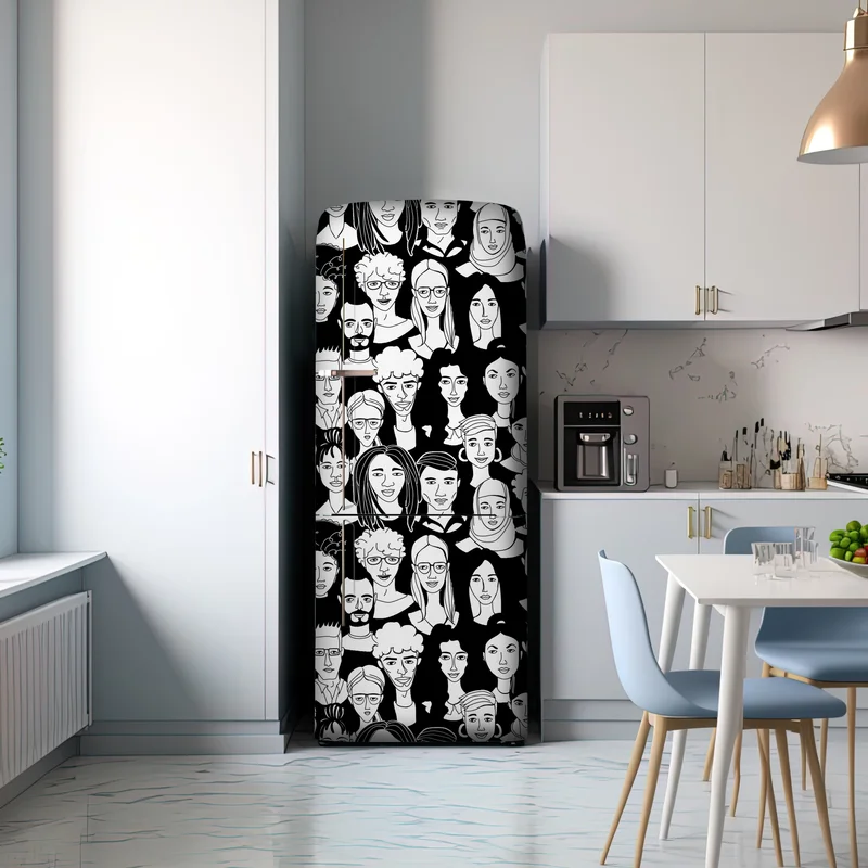 Kühlschrankaufkleber muster mit vielfältigen gesichtern