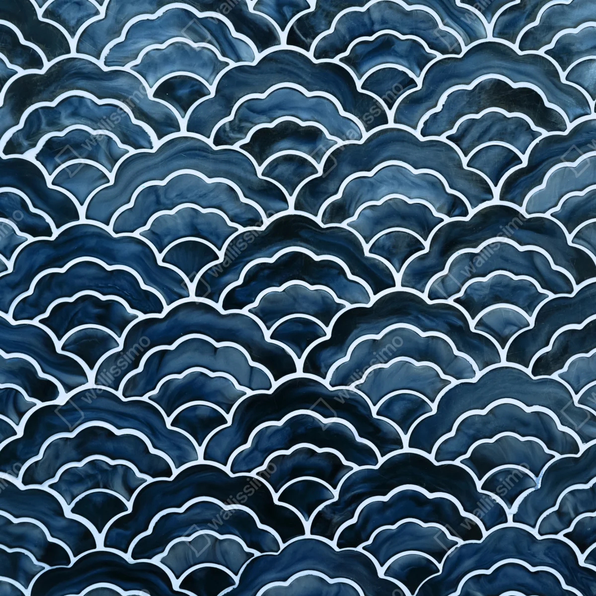 Repositionierbarer Aufkleber japanisches blaues seigaiha-wellenmuster Repositionierbarer Aufkleber japanisches blaues seigaiha-wellenmuster