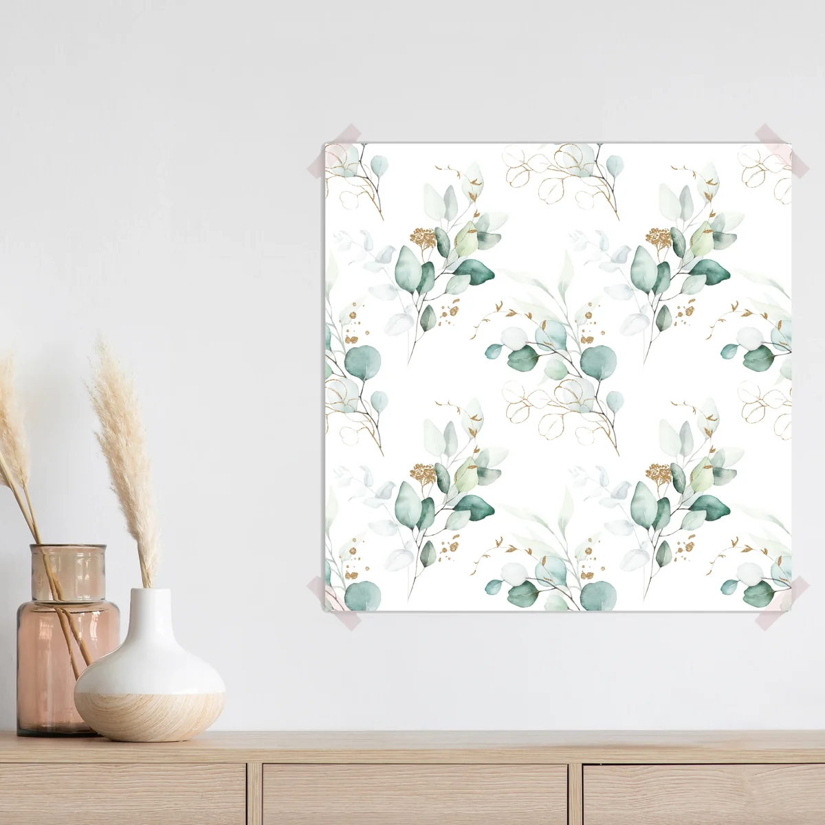 Poster eukalyptus aquarell muster in grüntönen Poster eukalyptus aquarell muster in grüntönen