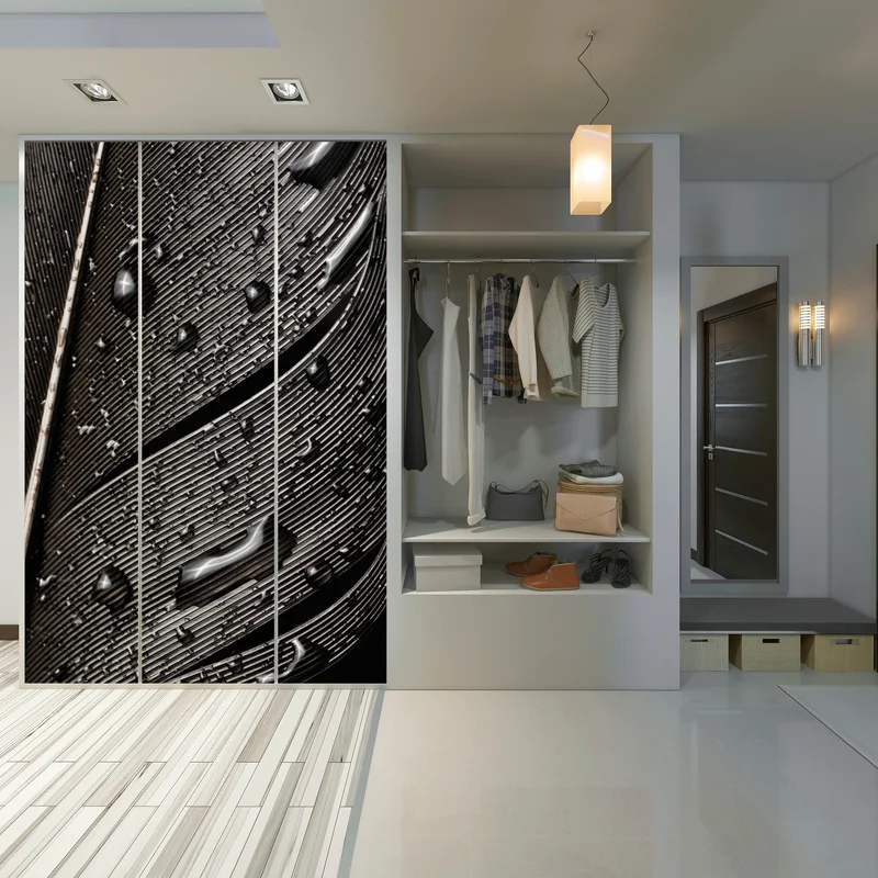 Schrankaufkleber monochrome feder mit wassertropfen