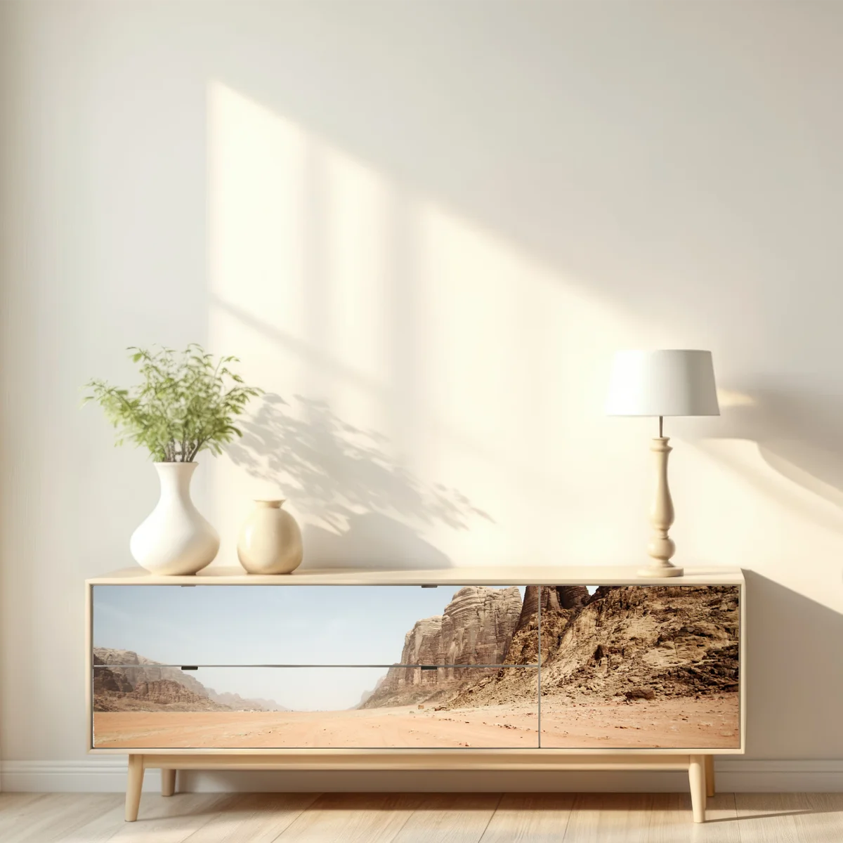 Repositionierbarer Aufkleber weites wüstenpanorama in Wadi Rum, Jordanien Repositionierbarer Aufkleber weites wüstenpanorama in Wadi Rum, Jordanien