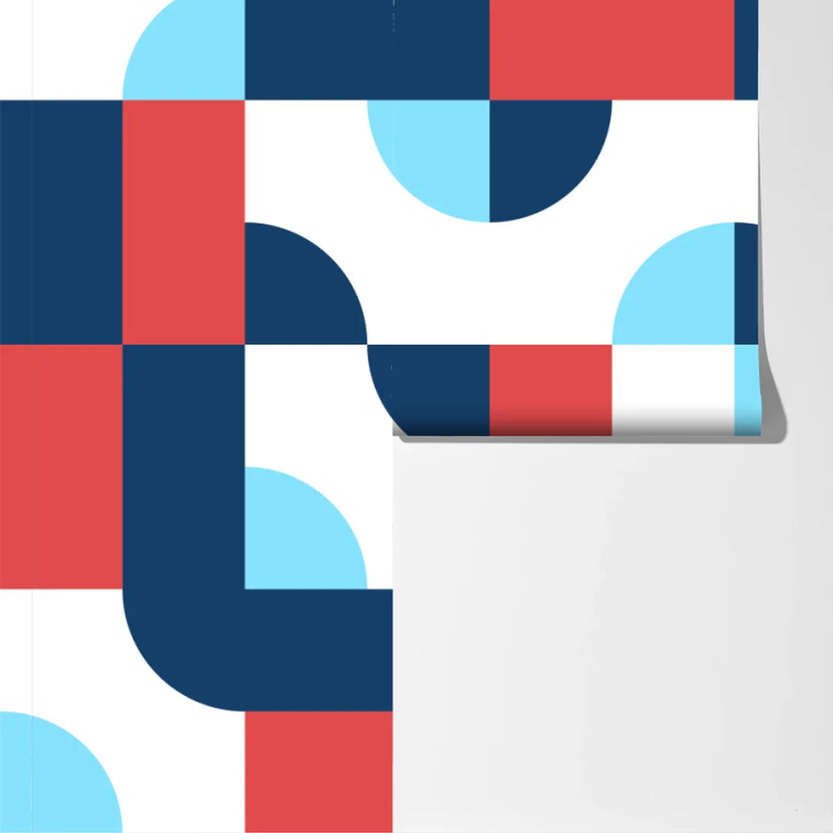 Fototapete mutiges geometrisches muster in dunkelblau und koralle Fototapete mutiges geometrisches muster in dunkelblau und koralle