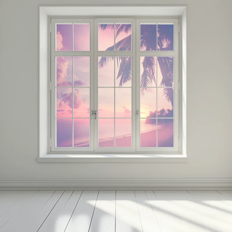 Fensteraufkleber tropischer sonnenuntergang am strand Fensteraufkleber tropischer sonnenuntergang am strand