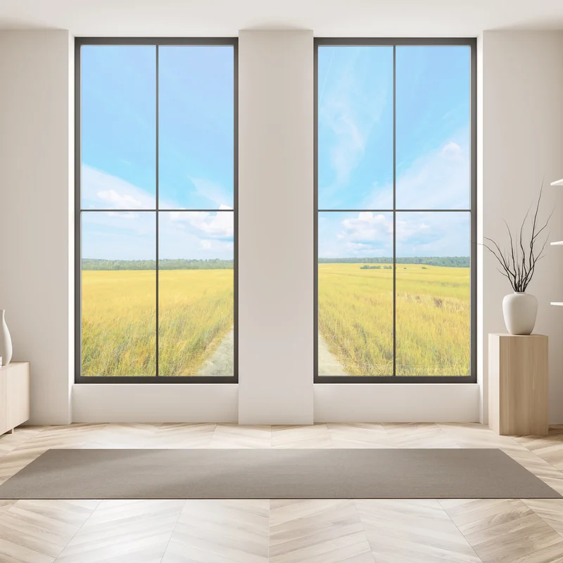 Fensteraufkleber goldene wiese unter weitem blauem himmel