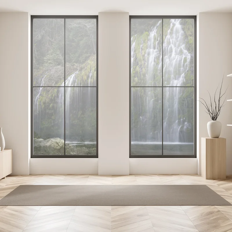 Fensteraufkleber moosiger wasserfall im wald