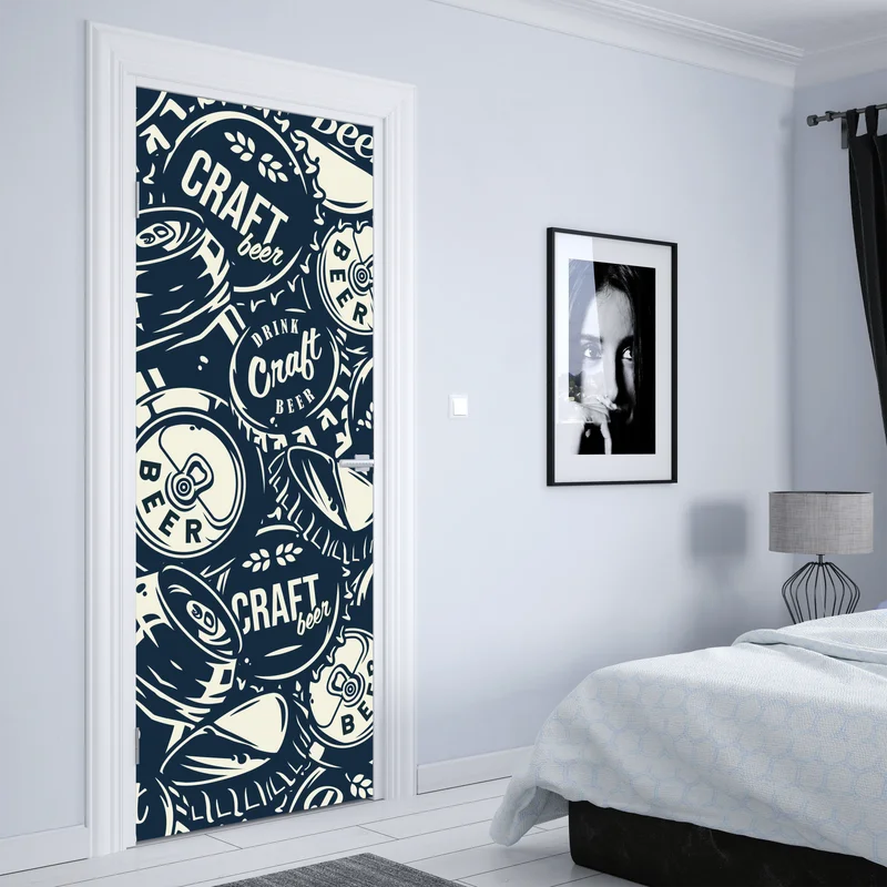 Türaufkleber muster mit craft-bier kronkorken