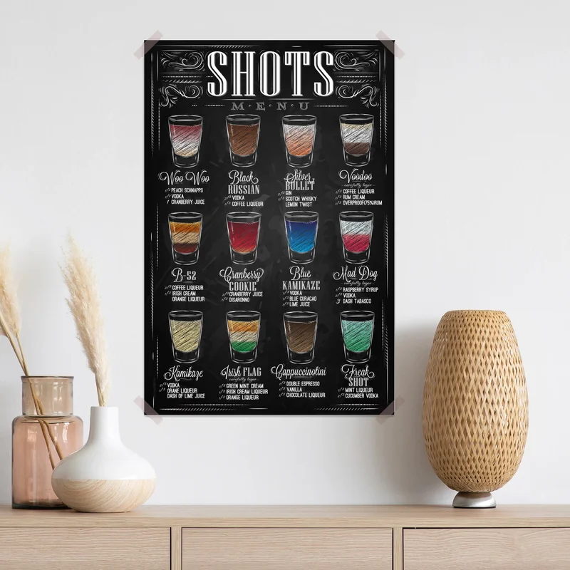 Poster vintage kreidetafel shots menü Poster vintage kreidetafel shots menü