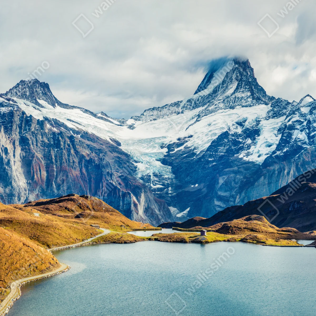 Tischaufkleber und Schreibtischaufkleber morgendliche aussicht am Bachalpsee, Schweizer Alpen Tischaufkleber und Schreibtischaufkleber morgendliche aussicht am Bachalpsee, Schweizer Alpen