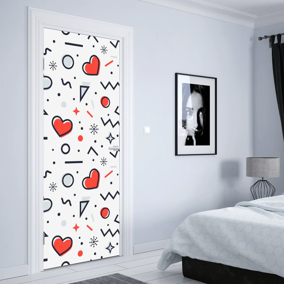 Türaufkleber verspieltes herzenmuster auf weißem hintergrund Türaufkleber verspieltes herzenmuster auf weißem hintergrund