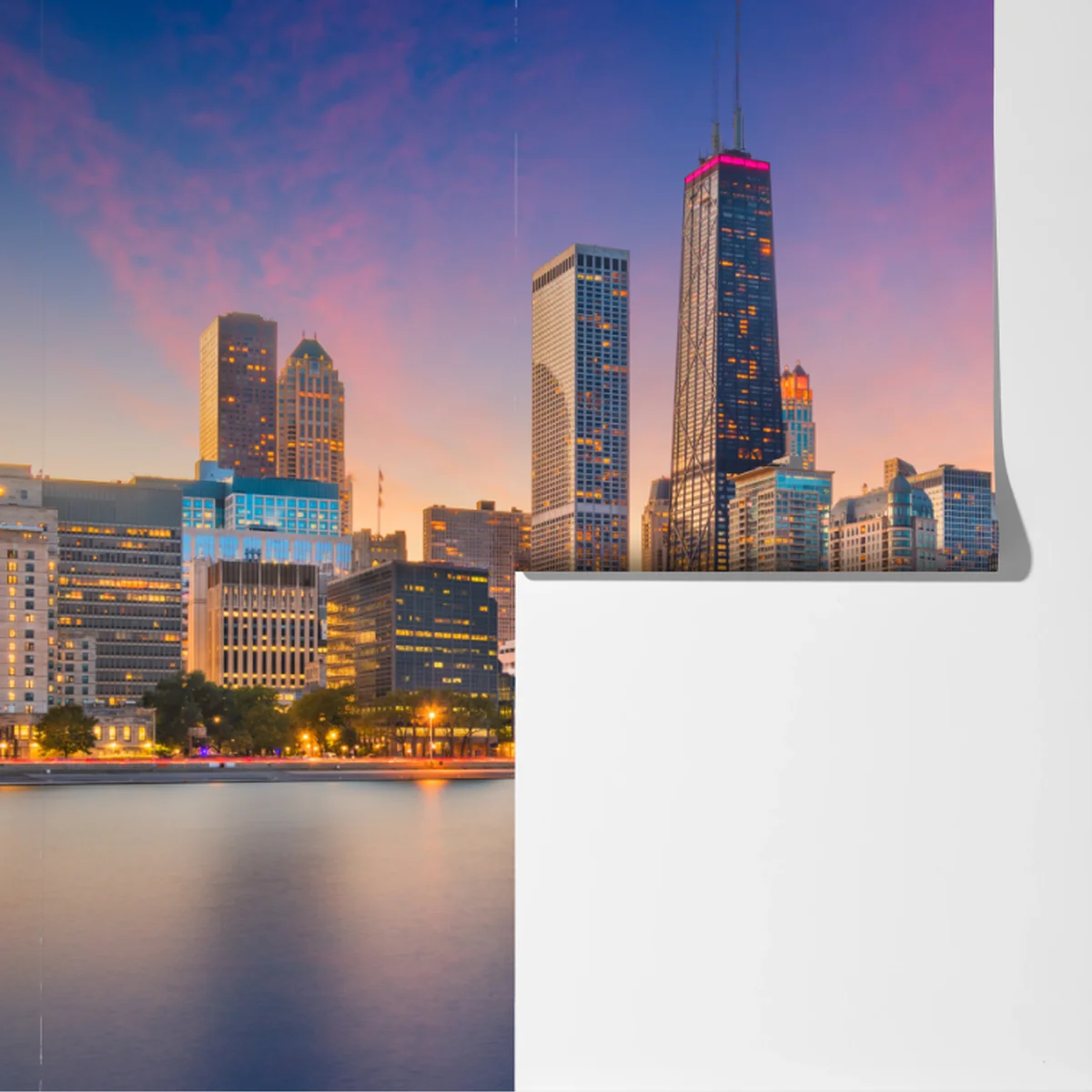 Fototapete Chicago skyline bei dämmerung Fototapete Chicago skyline bei dämmerung