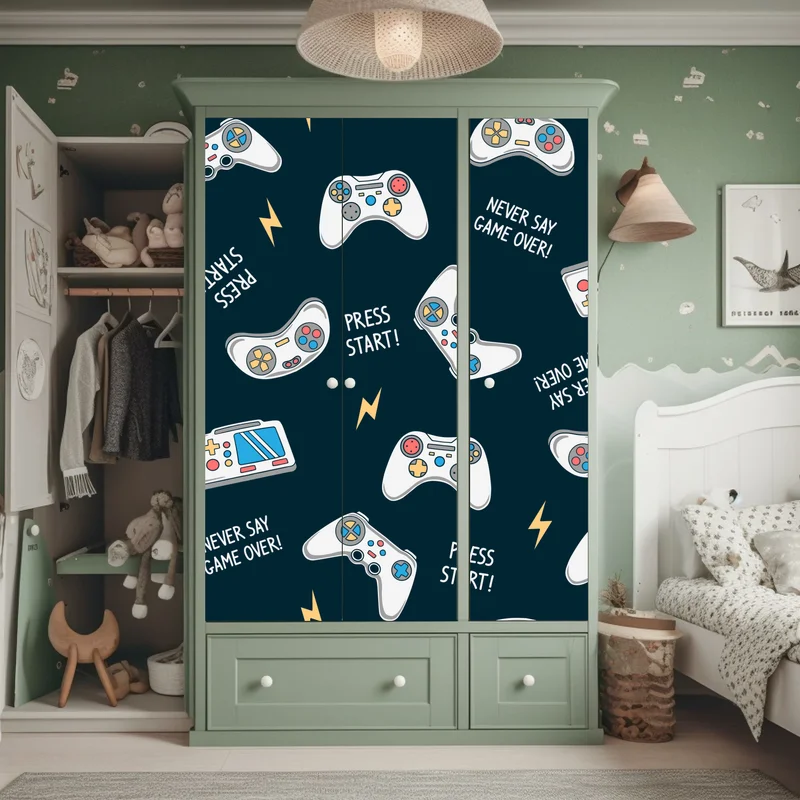 Schrankaufkleber retro-muster mit gamepads Schrankaufkleber retro-muster mit gamepads