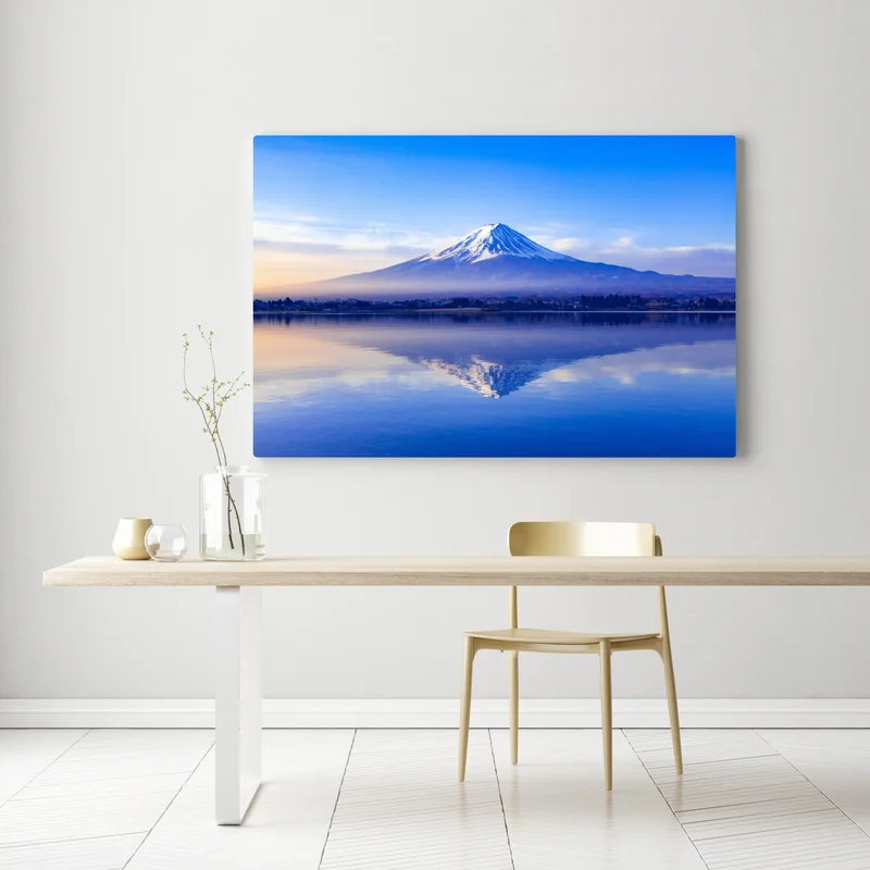 Leinwandbild Mount Fuji morgendliche reflexion über ruhigem see Leinwandbild Mount Fuji morgendliche reflexion über ruhigem see