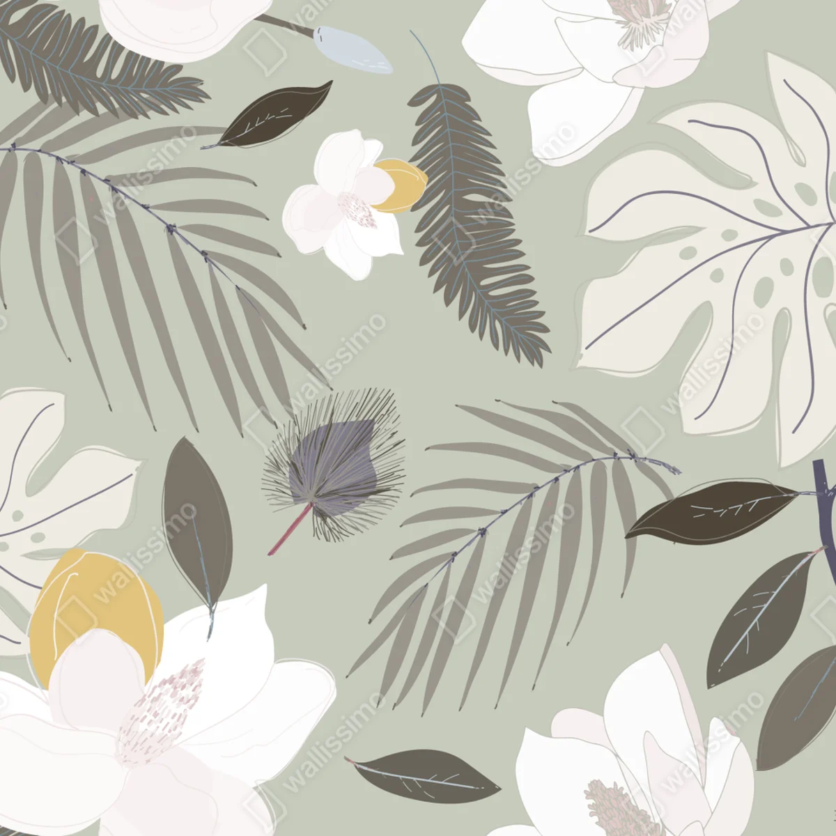 Naklejka na okno delikatny pastelowy wzór botaniczny Naklejka na okno delikatny pastelowy wzór botaniczny