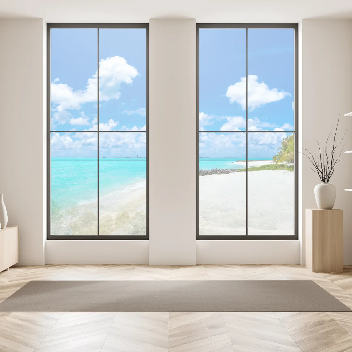 Naklejka na okno Malediwy turkusowa plaża panorama Naklejka na okno Malediwy turkusowa plaża panorama