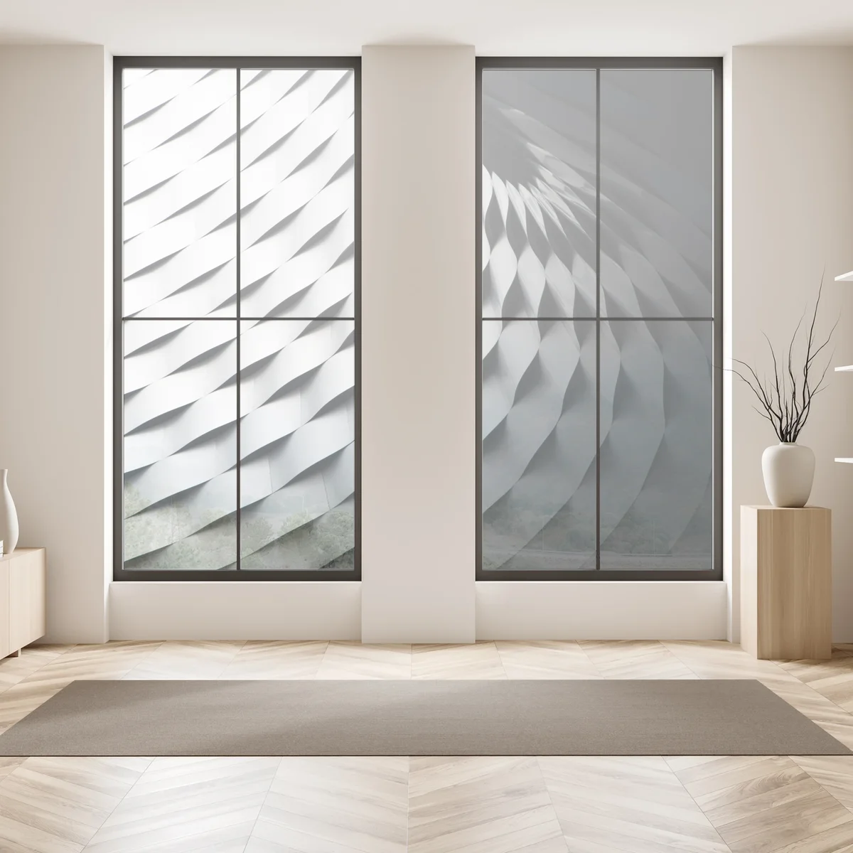 Fensteraufkleber monochromes geometrisches metallmuster Fensteraufkleber monochromes geometrisches metallmuster