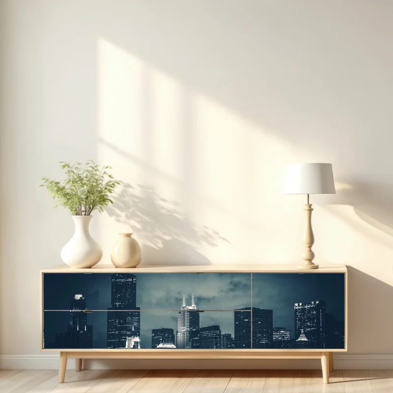 Repositionierbarer Aufkleber Chicago skyline in tiefblauen tönen Repositionierbarer Aufkleber Chicago skyline in tiefblauen tönen