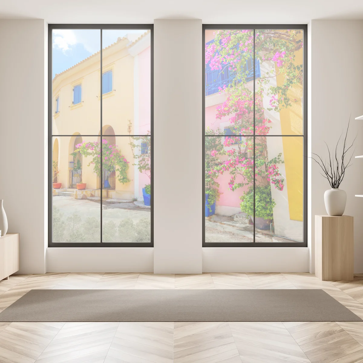 Naklejka na okno kolorowa ulica na Kefalonii Naklejka na okno kolorowa ulica na Kefalonii