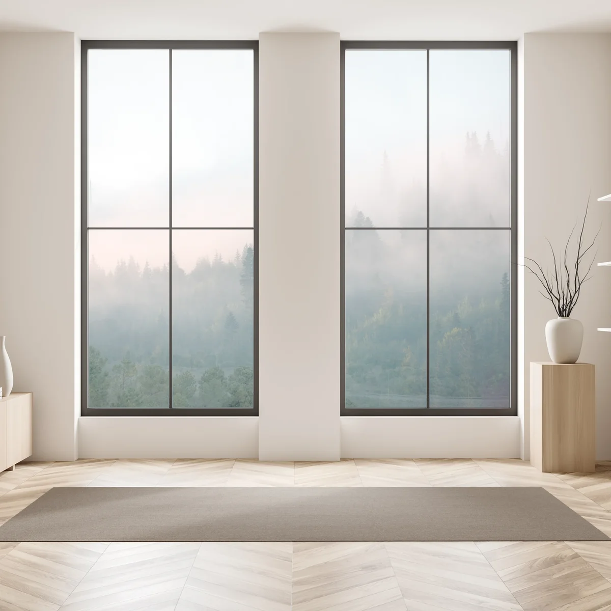 Fensteraufkleber nebliger morgenwald Fensteraufkleber nebliger morgenwald