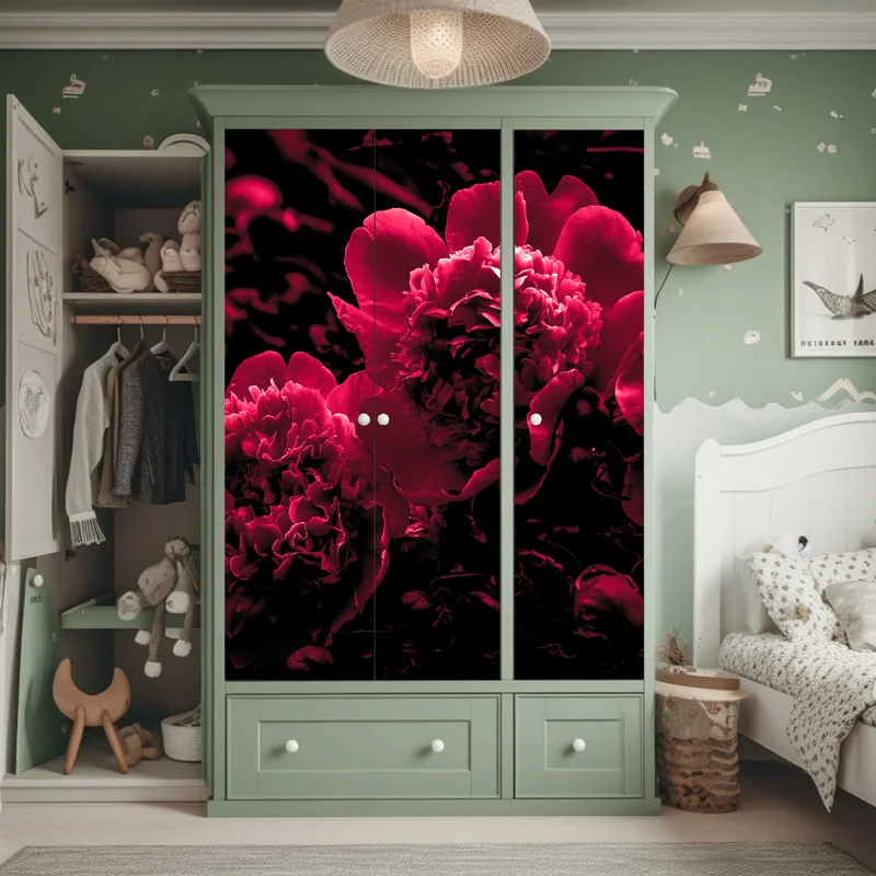 Schrankaufkleber stimmungsvolle rosa pfingstrosen