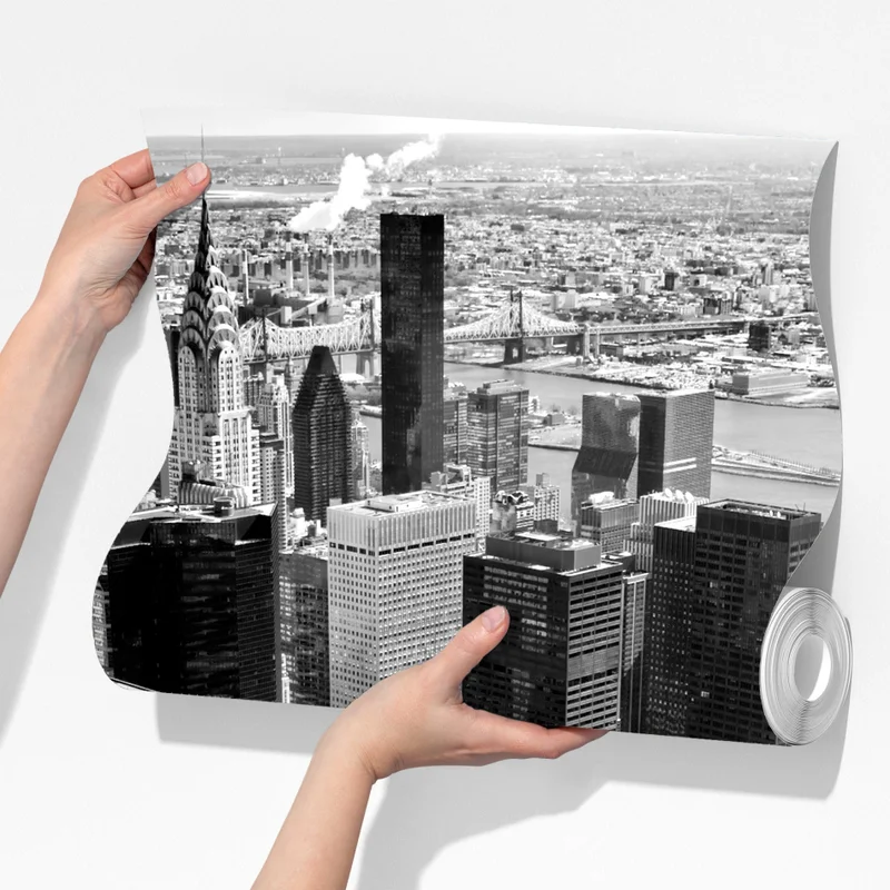 Fototapete luftaufnahme der skyline von Manhattan in schwarzweiß Fototapete luftaufnahme der skyline von Manhattan in schwarzweiß