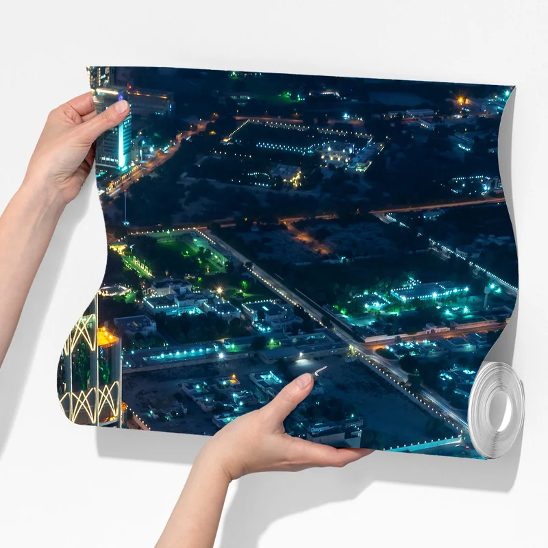 Fototapete Dubai nachtpanorama vom Burj Khalifa Fototapete Dubai nachtpanorama vom Burj Khalifa