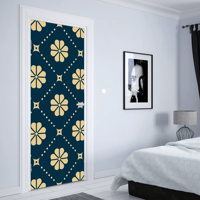 Türaufkleber türkis beiges blumen geometrisches muster Türaufkleber türkis beiges blumen geometrisches muster