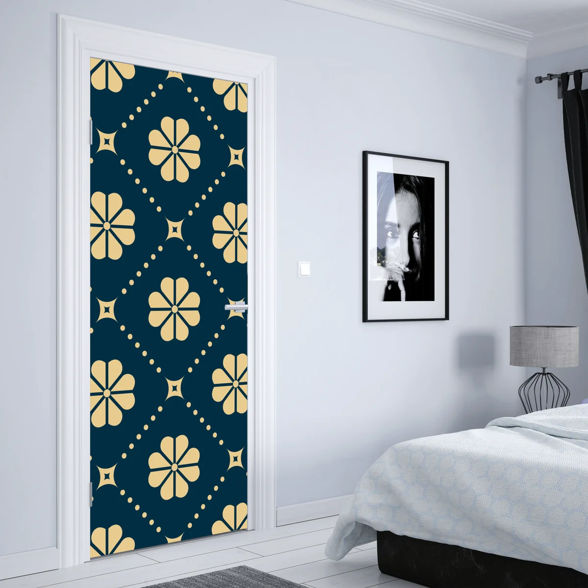 Türaufkleber türkis beiges blumen geometrisches muster Türaufkleber türkis beiges blumen geometrisches muster