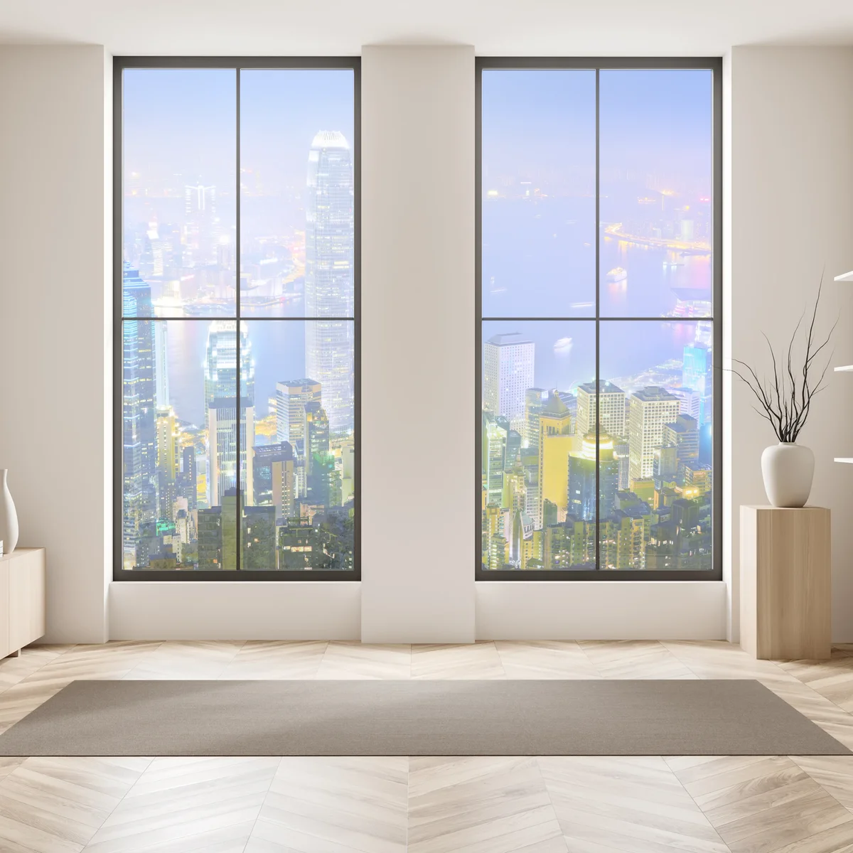 Fensteraufkleber Hong Kong skyline bei nacht Fensteraufkleber Hong Kong skyline bei nacht