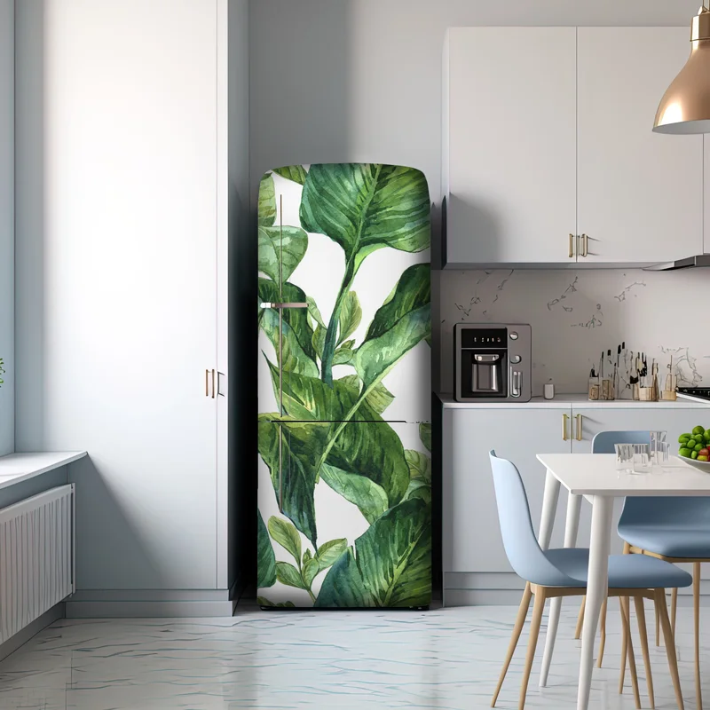 Kühlschrankaufkleber üppiges aquarellmuster tropischer blätter Kühlschrankaufkleber üppiges aquarellmuster tropischer blätter