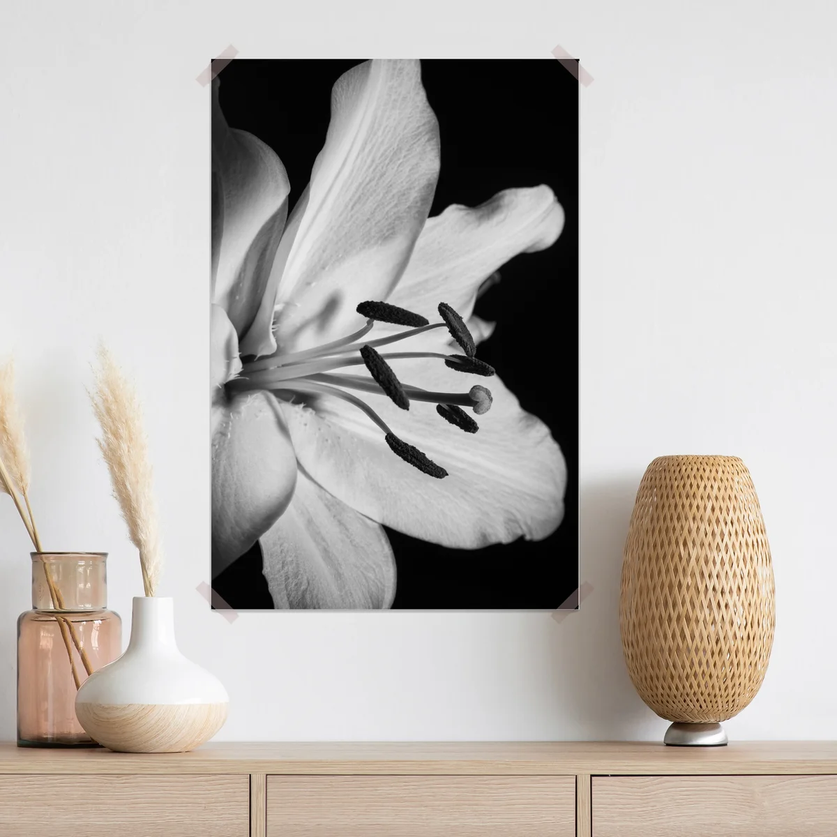 Poster monochrome lilie nahaufnahme Poster monochrome lilie nahaufnahme