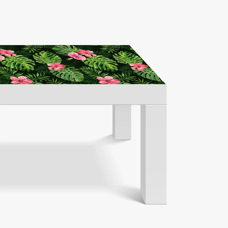 Tischaufkleber und Schreibtischaufkleber tropisches monstera- und hibiskus-motiv
