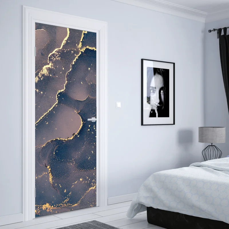 Türaufkleber marineblau-goldene marmorabstraktion Türaufkleber marineblau-goldene marmorabstraktion