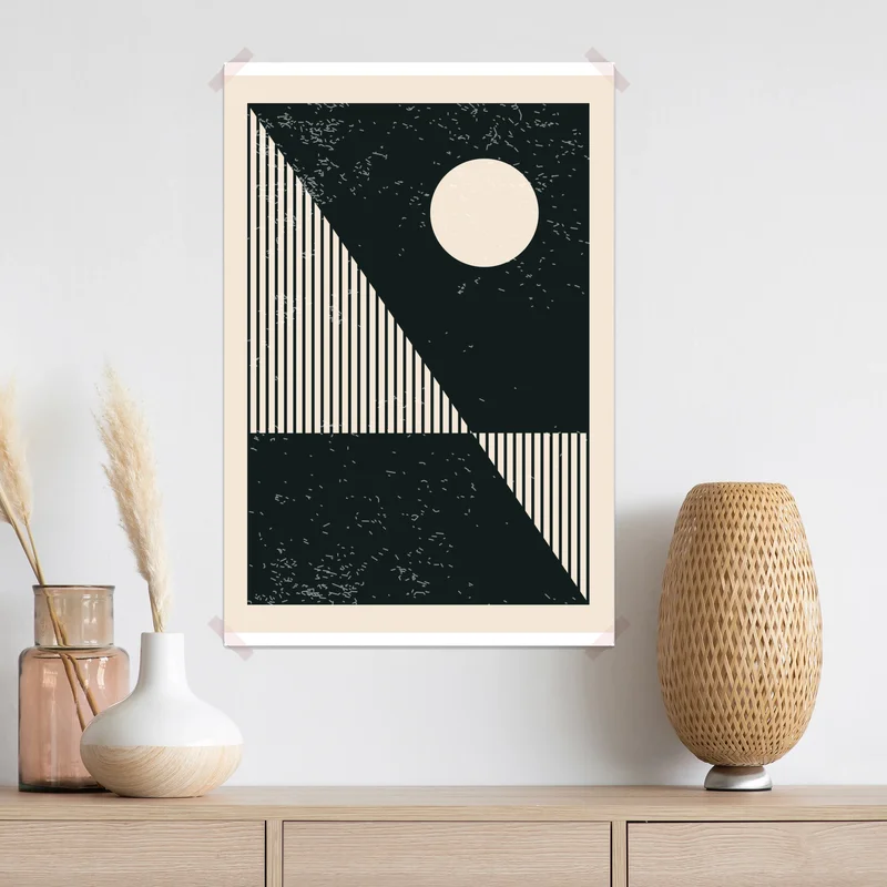 Poster minimalistischer geometrischer mond • Poster bei Wallnifity® Poster minimalistischer geometrischer mond • Poster bei Wallnifity®