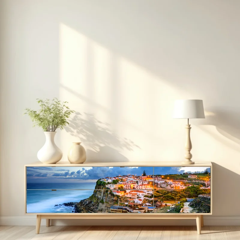 Repositionierbarer Aufkleber Azenhas do Mar küstendorf auf der klippe, Portugal