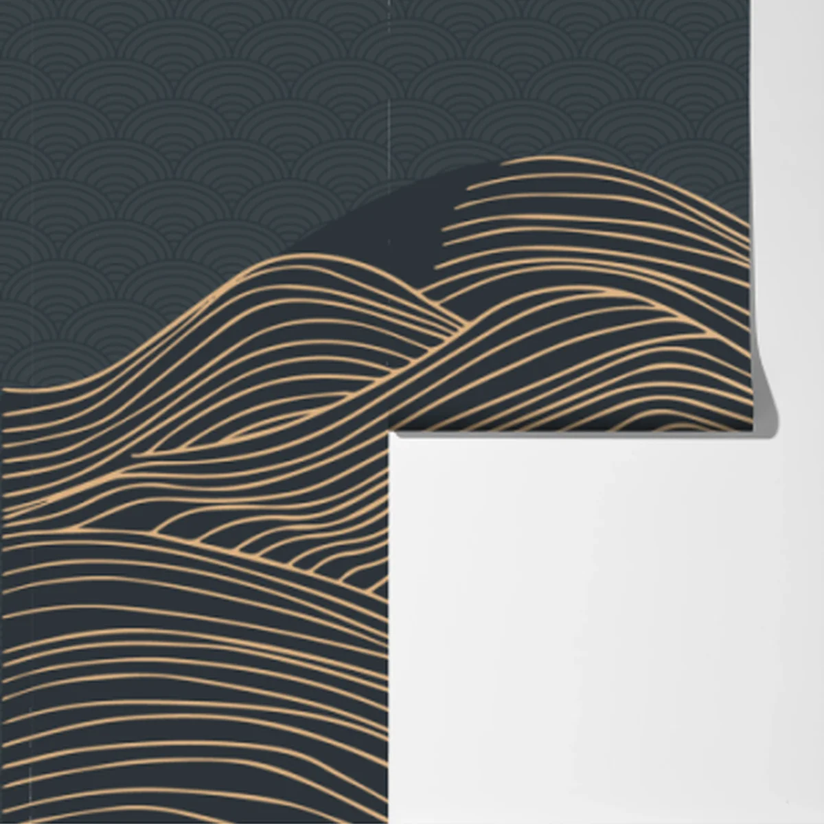 Fototapete goldene wellen im japanischen stil Fototapete goldene wellen im japanischen stil