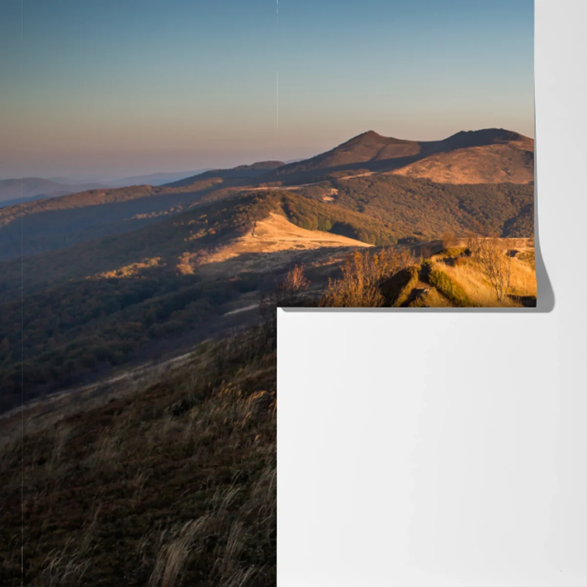 Fototapete goldener bergrücken bei sonnenuntergang Fototapete goldener bergrücken bei sonnenuntergang